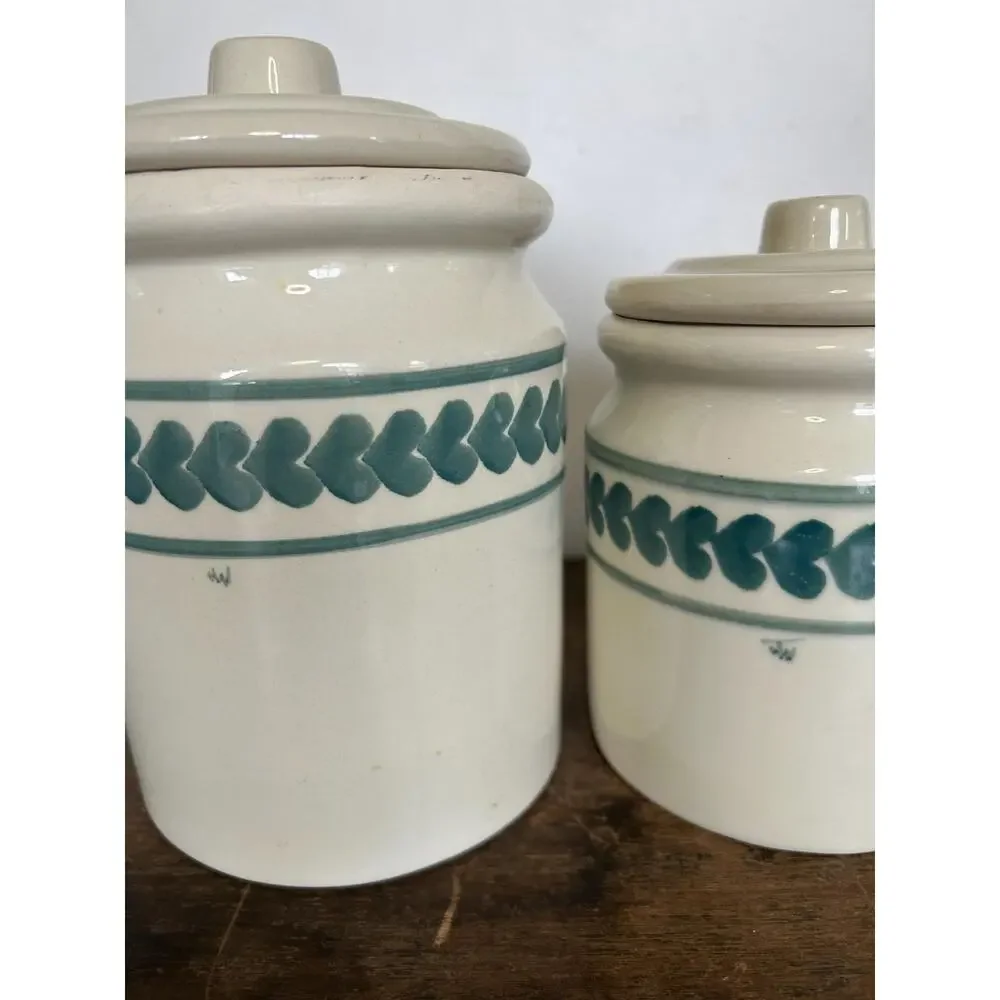Hartstone Pottery Hand-Painted Leaf Stoneware Canister Set, Kitchen Storage